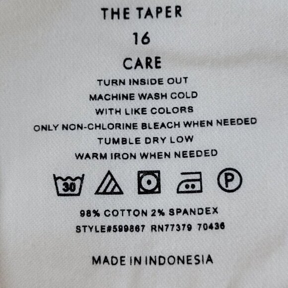 Ann Taylor The Taper Jeans Size 16 Lean Thru Hip Thigh Tapered Leg Ivory 38X26 - Picture 7 of 12